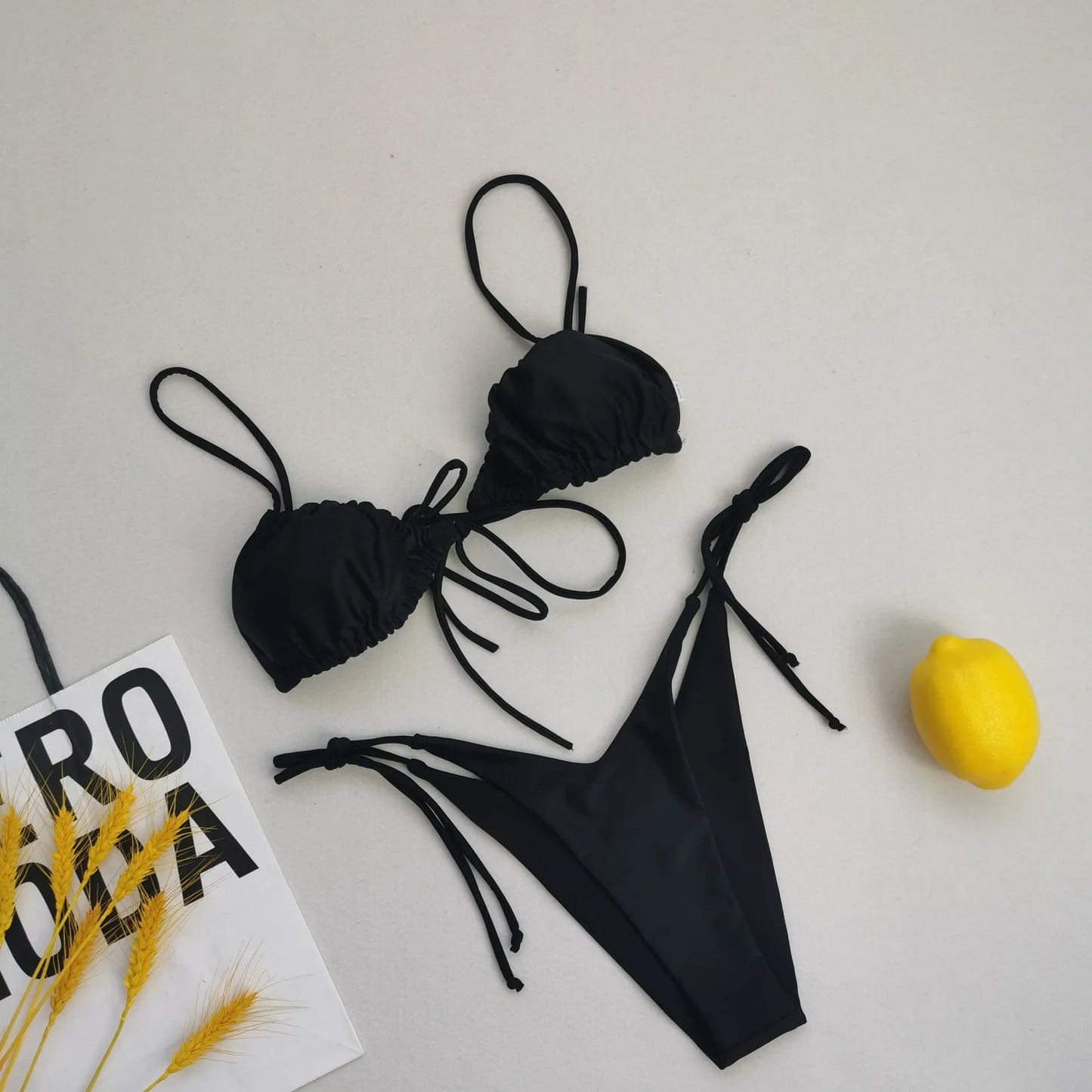 Bikini sexy de 21 colores para mujer, traje de baño liso con estampado floral de leopardo, conjunto de bikini de playa con tirantes y vendaje