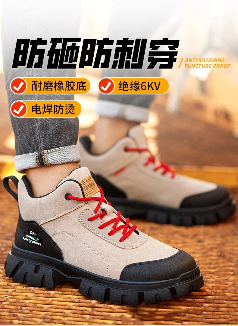 Zapatos de seguridad para electricistas, aislantes de 6 kV, antiaplastamiento y antiperforación, calzado de seguridad para hombres, para obras de construcción, zapatos de algodón.