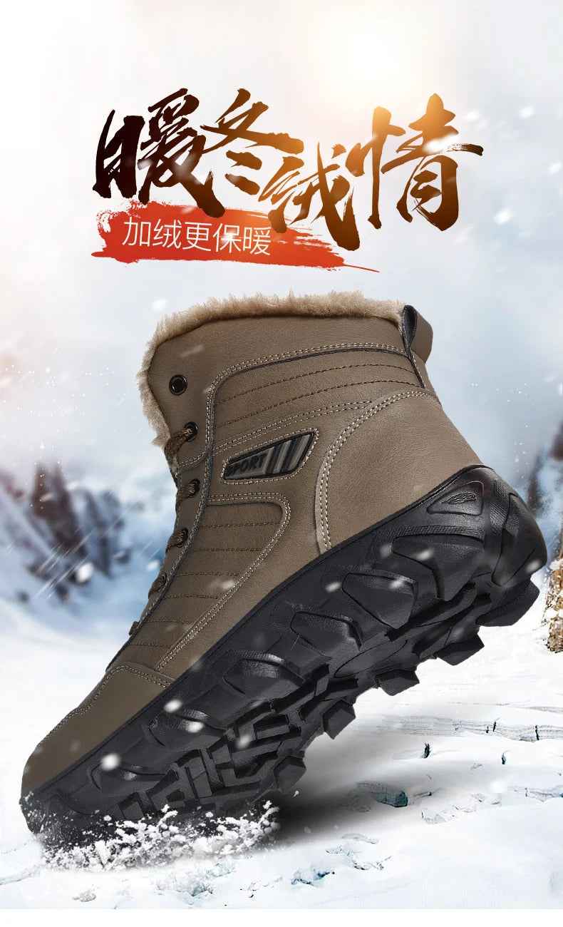 Botas de invierno para hombre, zapatillas cálidas, impermeables, antideslizantes, de felpa, de cuero, talla grande 48, novedad de 2024