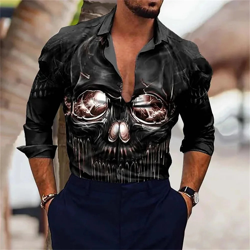 2023 Men's Hot Selling Shirt Long Sleeve Button Lapel Print Pattern Men's Top Soft and Comfortable Spring/Summer New Style