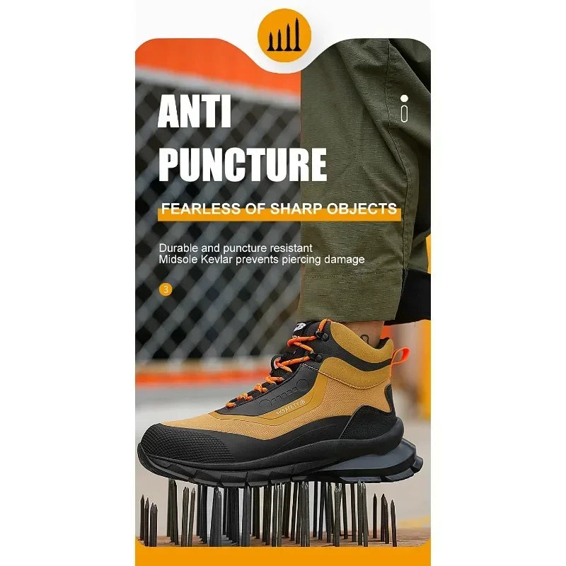 Zapatos de seguridad antisalpicaduras para hombre, botas de trabajo resistentes al desgaste, zapatos con punta de acero, zapatos protectores a prueba de pinchazos, zapatillas de seguridad