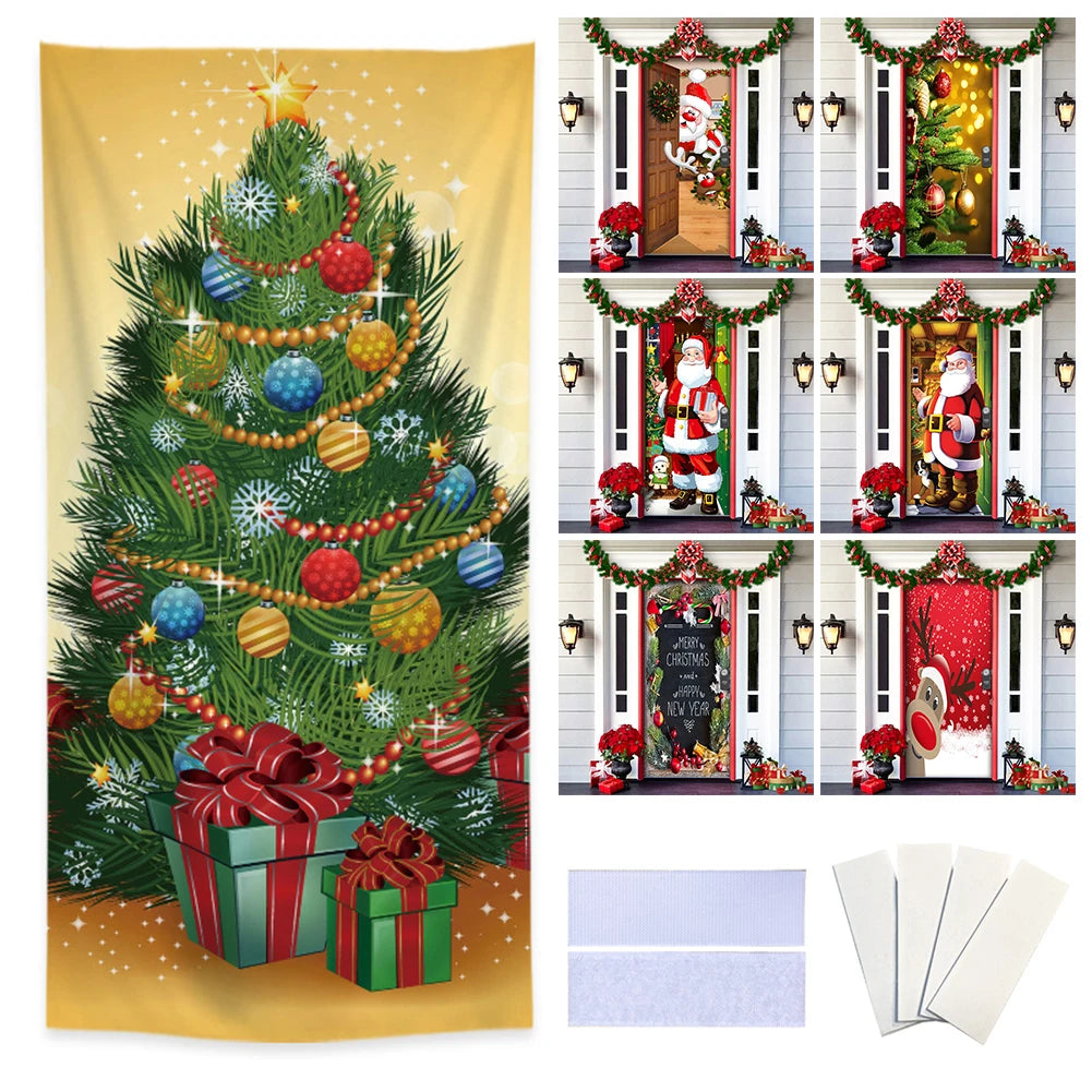 Decoración del hogar, cubierta de puerta navideña, diseños llamativos, decoración de puerta para interior y exterior