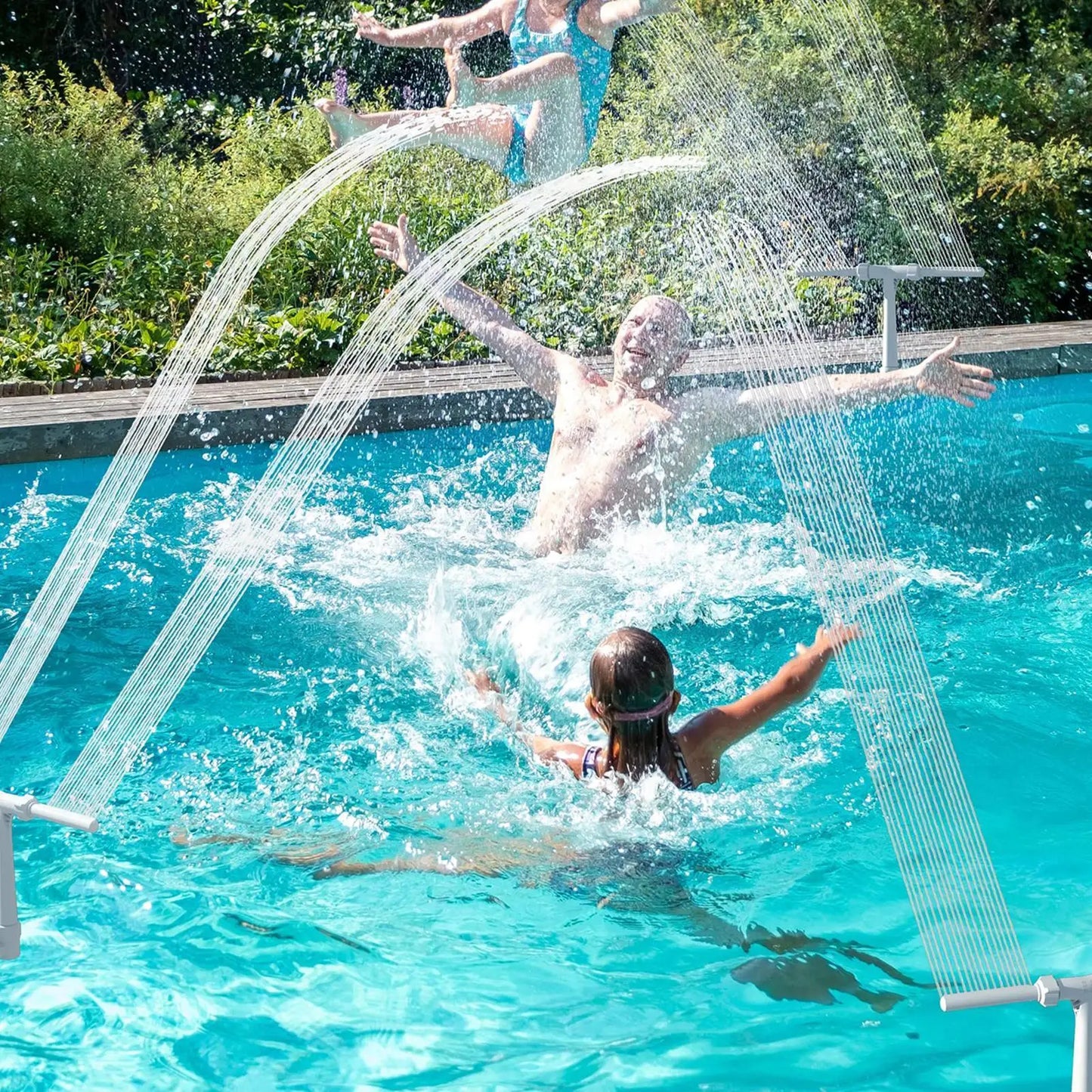 Fuente de agua para spa de piscina, fuente rociadora de piscina, cascada con doble chorro, accesorios para piscinas subterráneas