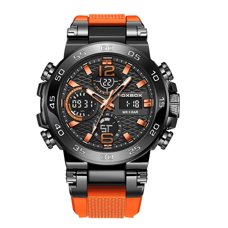 Reloj militar digital LIGE para hombre, resistente al agua hasta 50 m, LED, de cuarzo, deportivo, grande, Masculino