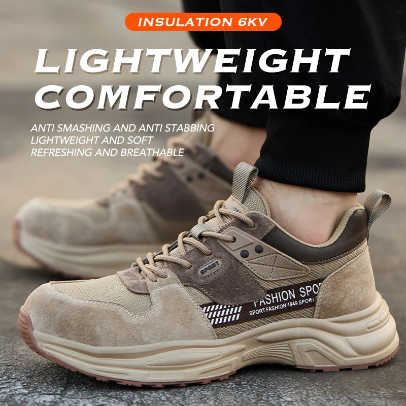Zapato de trabajo antiperforación para hombre, zapatillas de trabajo de seguridad transpirables con puntera de acero, zapatos indestructibles, botas de trabajo transpirables.