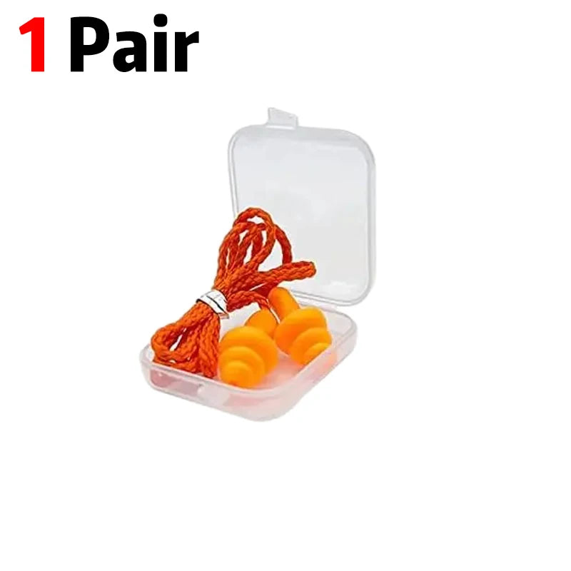 Tapones de silicona suaves con reducción de ruido y protección auditiva, reutilizables, con cordón de goma, para dormir, nadar, roncar y practicar deportes.