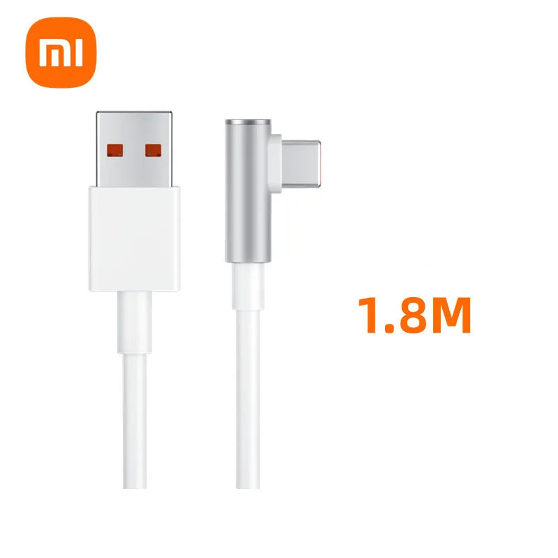 Cargador USB súper rápido original Xiaomi de 120 W y 6 A para Mi 12, 11, POCO X5, X4 Pro, Redmi Note 8, 9, 10 y 11. Cable de carga USB-C de 90 grados.