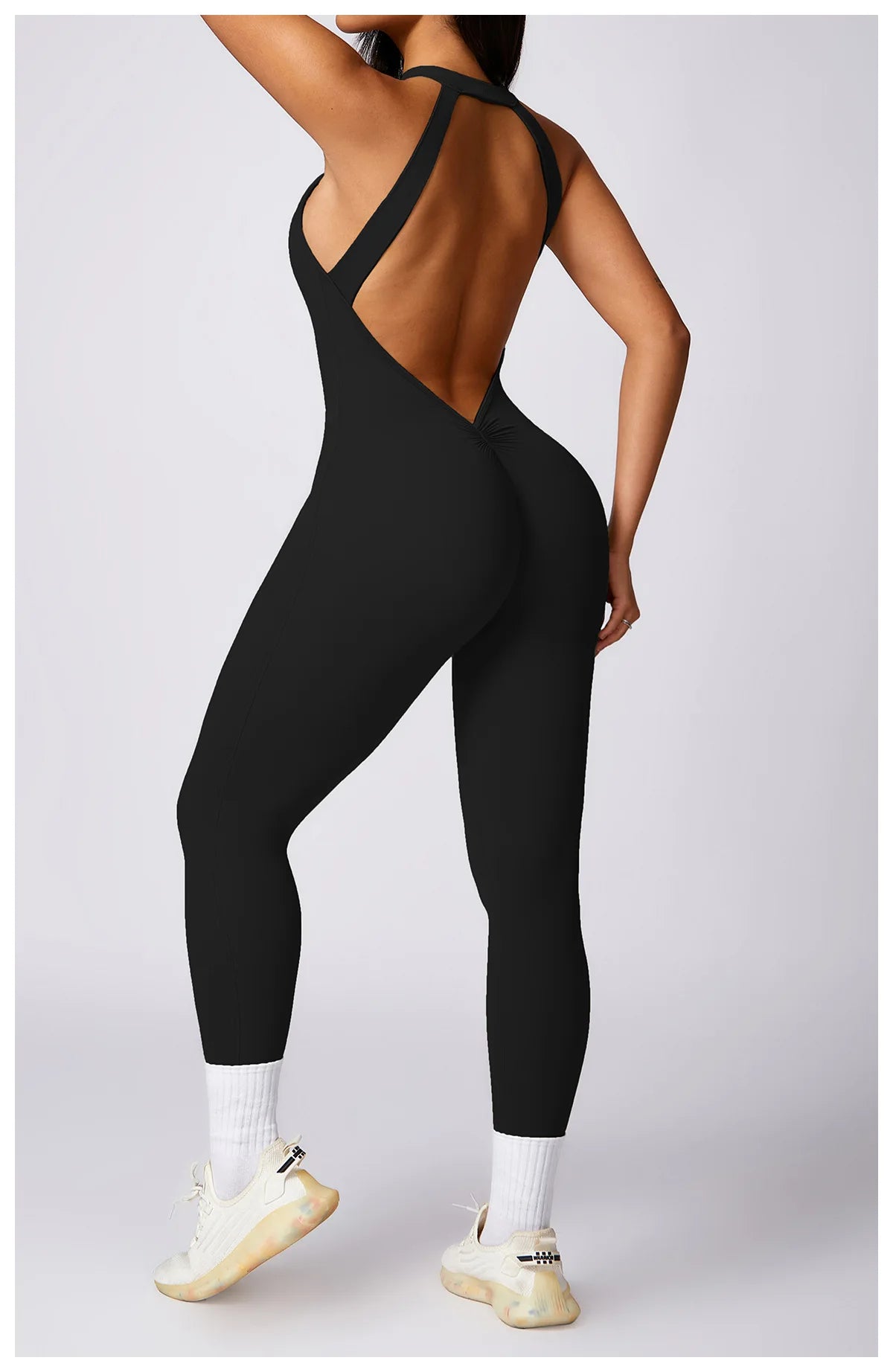 Conjunto de mono sin espalda para entrenamiento, mono de fitness, ropa deportiva siamesa para mujer, chándal, ropa de gimnasio, mono de una pieza, conjunto de yoga