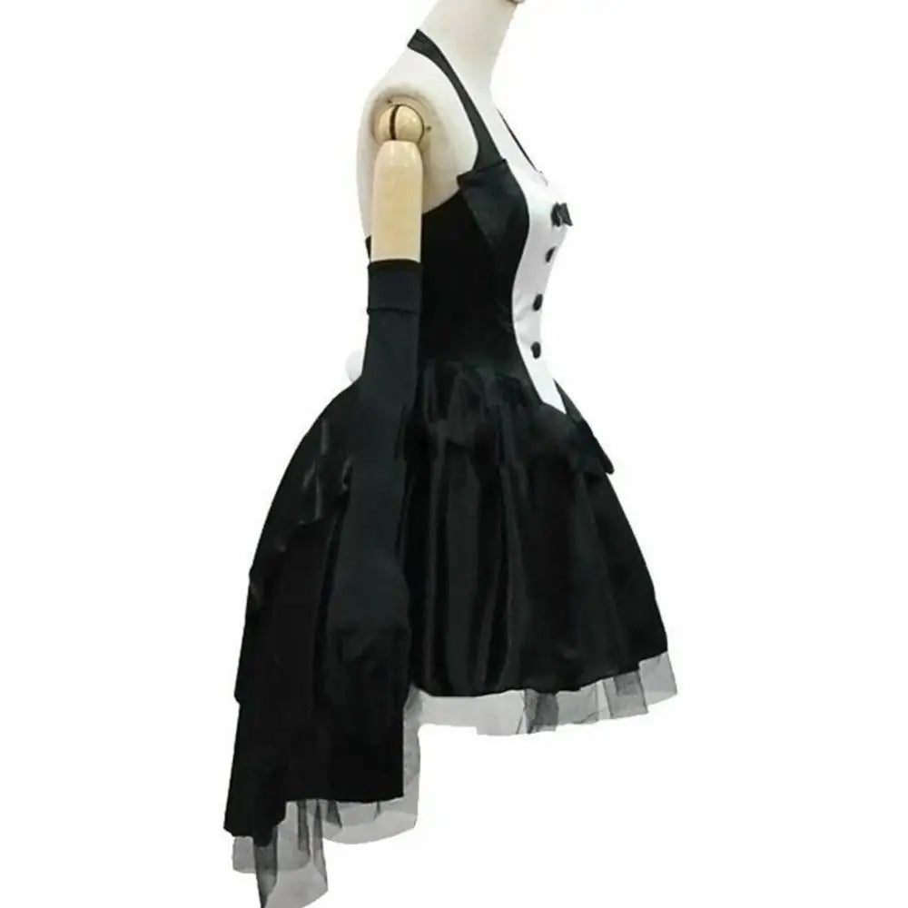 3Pcs Women Bunny Tuxedo Dress Gloves Headband Set Rabbit Ear Headband Backless Halter Dress Magician Halloween Cosplay Costume