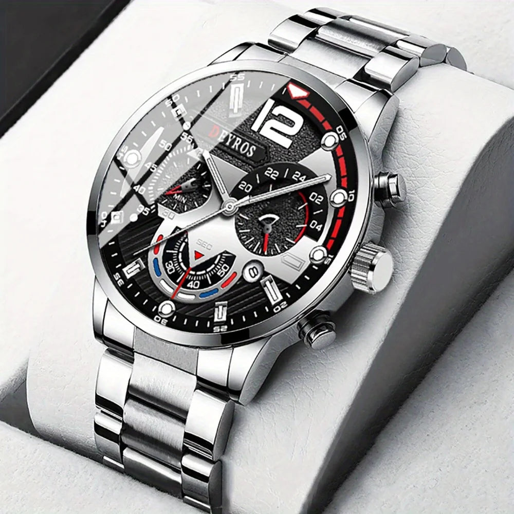 Juego de 10 relojes para hombre, con correa de aleación, estilo moderno, ideal como regalo.