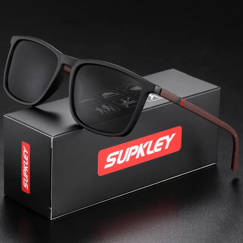 Gafas de sol deportivas SUPKLEY para hombre, polarizadas, cómodas, cuadradas, ligeras, accesorio original
