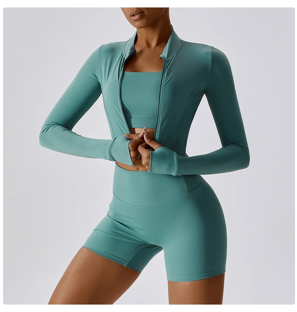Conjunto de yoga de 3 piezas para mujer, conjuntos de entrenamiento, ropa deportiva para gimnasio, ropa deportiva con cremallera, leggings de manga larga y cintura alta, trajes deportivos, traje de yoga