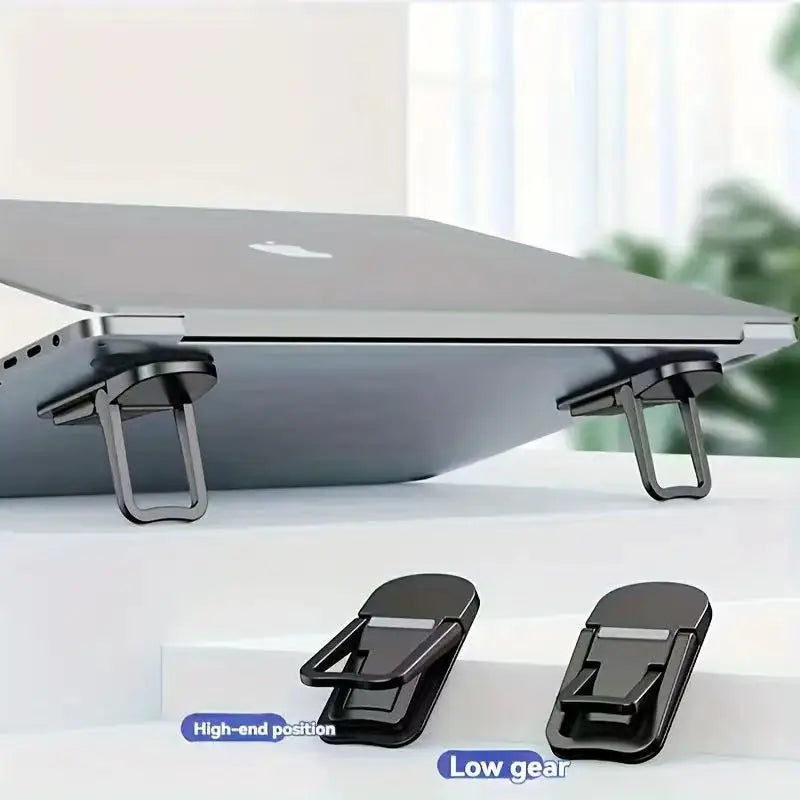 Mini soporte portátil de aleación de zinc para portátil, 2 unidades por juego, ángulos ajustables, plegable, invisible, para refrigeración de MacBook y Notebook.