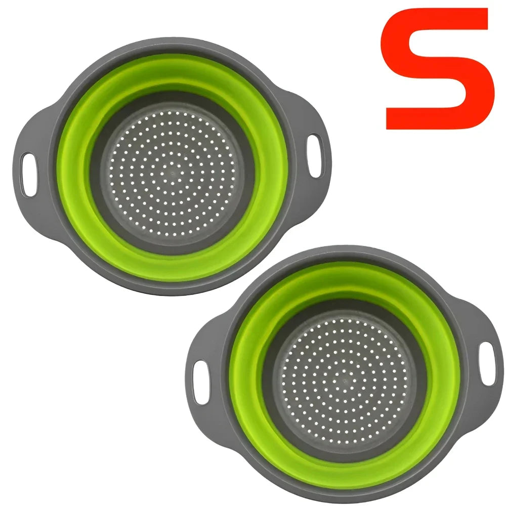 Colador plegable redondo, libre de BPA, cesta de drenaje para lavar frutas y verduras, colador de cocina, apto para lavavajillas.