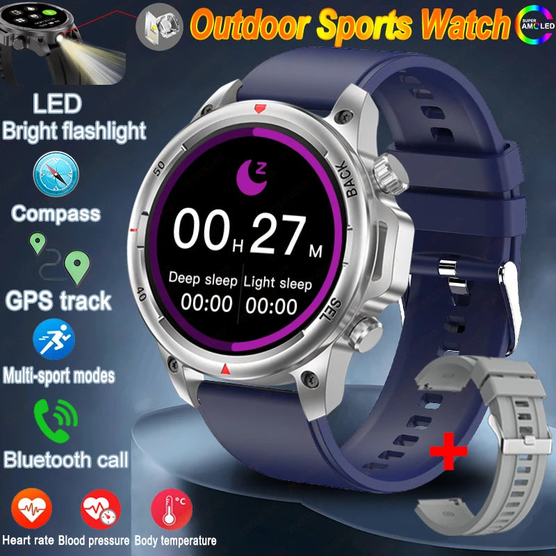 Reloj inteligente deportivo para exteriores Xiaomi, con GPS, linterna, brújula, Bluetooth, llamadas, control del ritmo cardíaco, NFC, resistente al agua, 2025