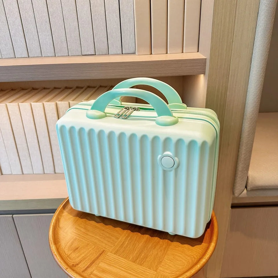Maleta ABS de 14 pulgadas, bolsa de cosméticos, estuche liviano para viajes de negocios, estuche para alojamiento de estudiantes, bolsa organizadora de maquillaje, regalo de recuerdo.