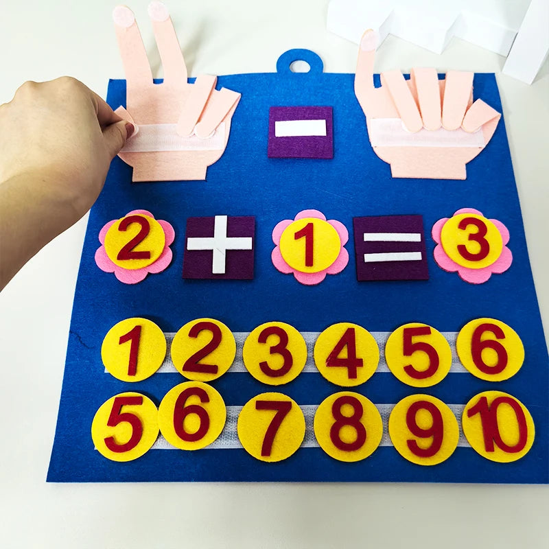 Tablero de fieltro Montessori para matemáticas cognitivas, educación temprana, iluminación, juguetes para niños, regalos