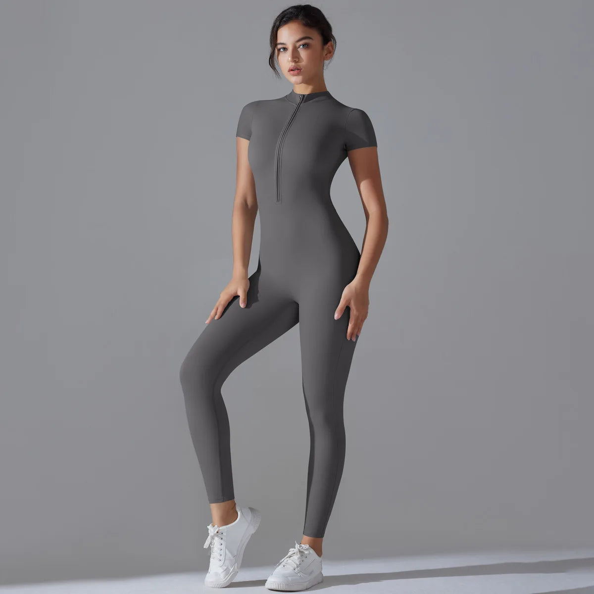 Women Zipper Bodysuits Fitness Sports Bodysuit Yoga Suit Breathable Quick Drying Sports Yoga Clothing Women Gym Push Up Workout