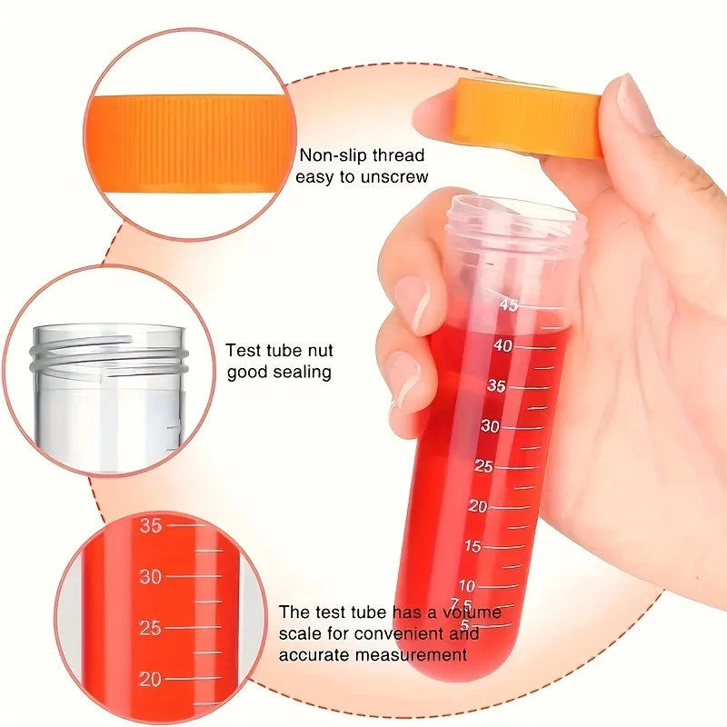 Kit de herramientas para desarrollar habilidades deportivas, que incluye tubos de ensayo extra grandes, goteros de silicona de colores, cajas de almacenamiento duraderas de color naranja y