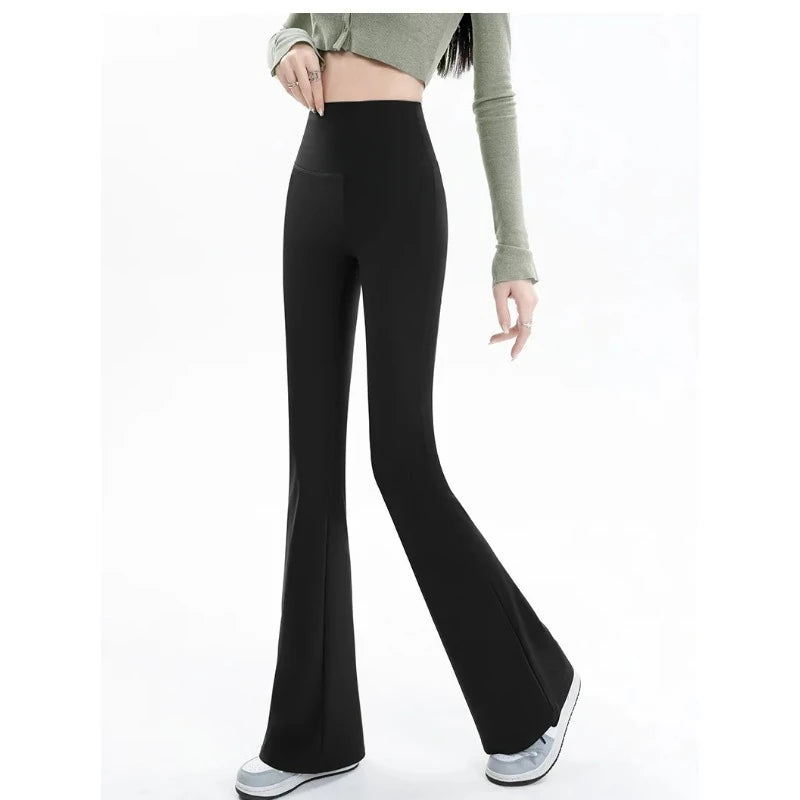 Pantalones de mujer, leggings acampanados, cintura alta, pernera ancha, pantalones de yoga, mallas deportivas sin costuras, para entrenamiento, gimnasio, ropa deportiva informal, adelgazantes.