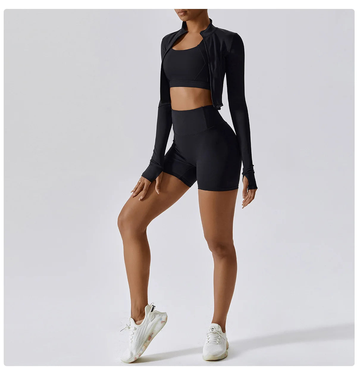 Conjunto de yoga de 3 piezas para mujer, conjuntos de entrenamiento, ropa deportiva para gimnasio, ropa deportiva con cremallera, leggings de manga larga y cintura alta, trajes deportivos, traje de yoga