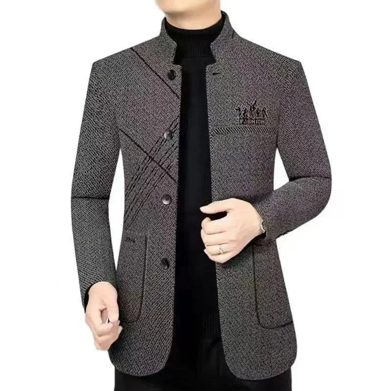 Chaqueta informal de cuello alto para hombre, de primavera, otoño e invierno, de estilo informal, de negocios, modelo fino, adecuada para verano, de origen chino.
