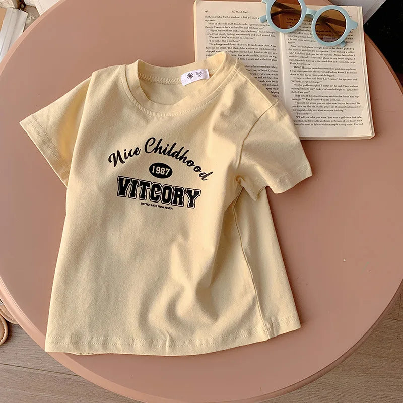 Ropa para niños, camisetas para niños y niñas, ropa para niños, camisetas de dibujos animados, ropa para bebés, camisetas de algodón con estampado de verano.