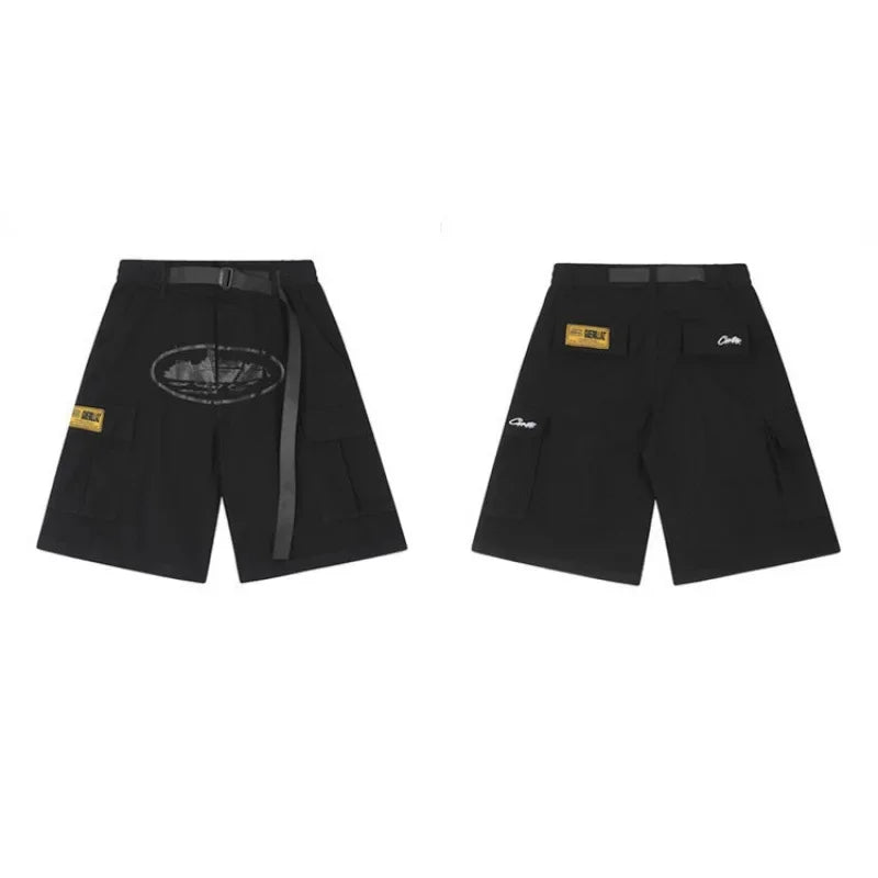 Pantalones cortos de trabajo holgados e informales con estampado multibolsillos para hombre, estilo hip hop, estilo urbano, a la moda