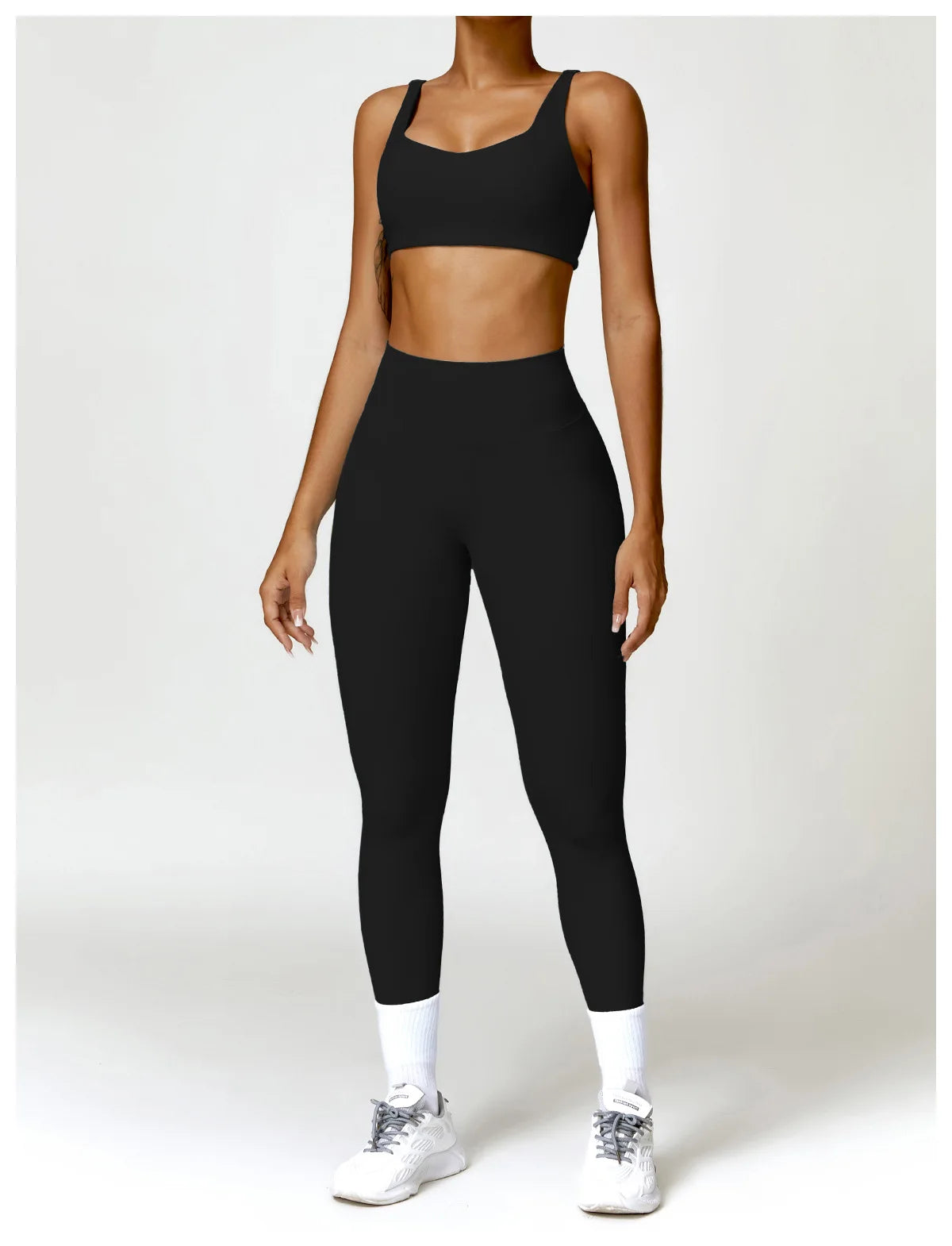Conjunto de chándal de yoga para mujer, 2 piezas, ropa deportiva para entrenamiento, ropa deportiva, leggings de gimnasio, sujetador de fitness, top corto, trajes deportivos de manga larga
