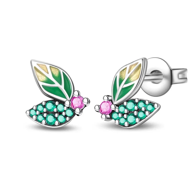 Pendientes de plata de ley 925 con diseño de mariposa, abeja, mariquita y flor de arcoíris para mujer, joyería de moda para fiestas de cumpleaños, regalos