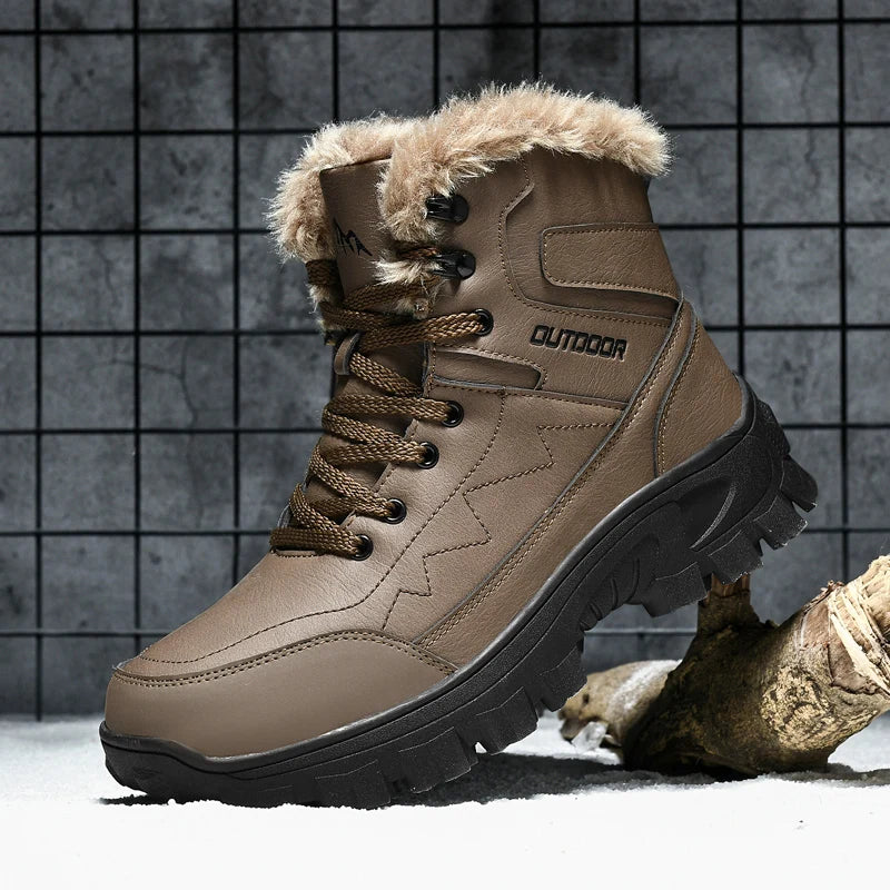 Botas de invierno para hombre, zapatillas cálidas, impermeables, antideslizantes, de felpa, de cuero, talla grande 48, novedad de 2024