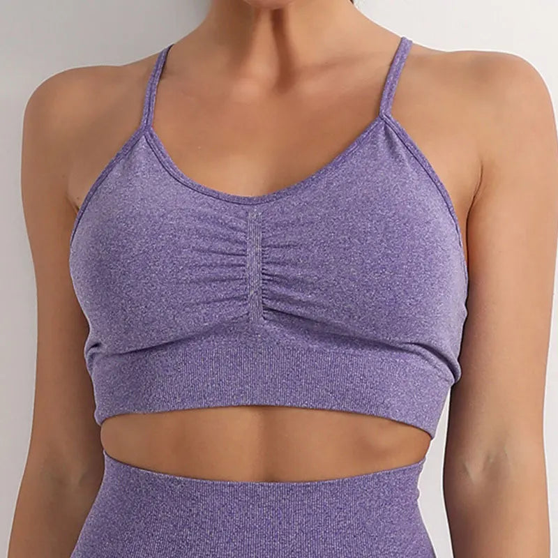 Conjunto deportivo para mujer, top deportivo, leggings de yoga, sujetador deportivo, leggings sin costuras para realce de glúteos.