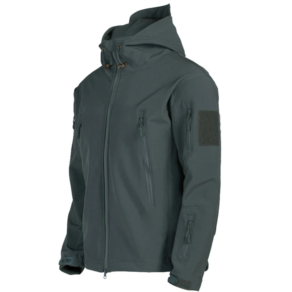 Chaquetas militares de piel de tiburón, de caparazón blando, para hombre, tácticas, a prueba de viento, impermeables, de combate, con capucha.