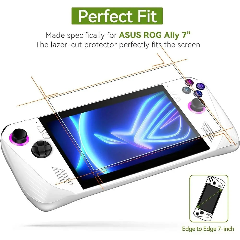 Protector de pantalla para consola portátil Asus ROG Ally, 3 unidades, película protectora de 7 pulgadas, borde curvo HD, vidrio templado.