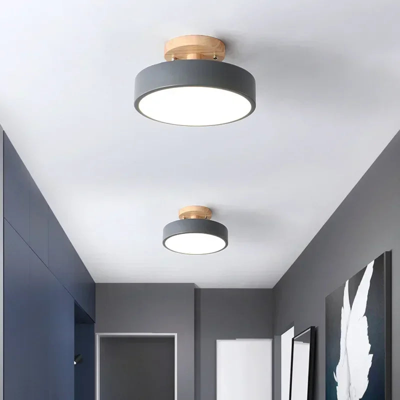 Lámparas de techo nórdicas para entrada, pasillo, balcón, madera, redondas, para guardarropa, comedor, estudio, dormitorio, baño, iluminación industrial.