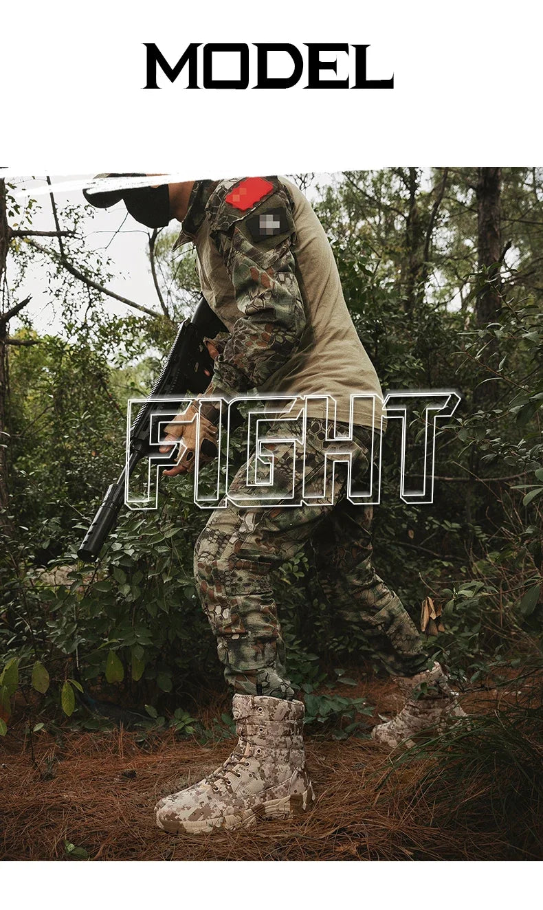 2024 Men boots Tactical Shoes High Top Hiking Durable  Anti-Slip Outdoor Climbing Trekking shoe Military Tactical Low Boots