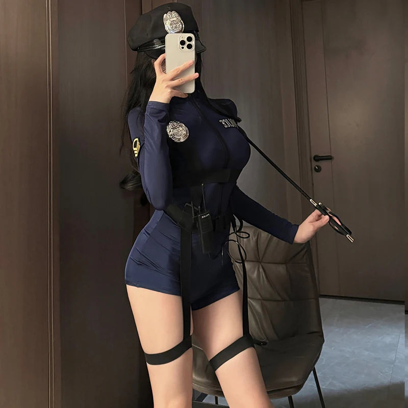Sexy Policewoman Cop Uniform Cosplay Halloween Cop Jumpsuit Police Officer Costume Woman Role Playing Clothing Carnival Party