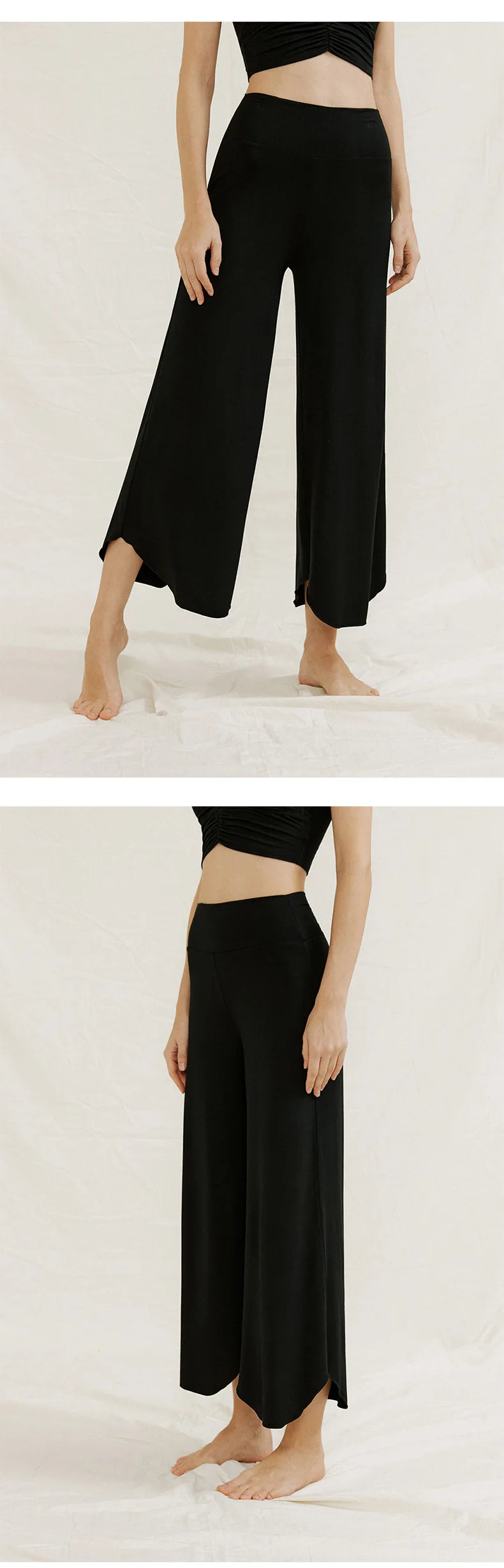 Alpha High Waisted Capri Pants for Women Wide Leg Yoga Pants for Summer Flowy Capris Loose Casual Cropped Dance Pants