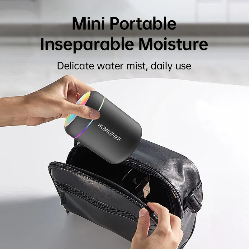 Mini humidificador de aire de 180 ml, difusor de aroma eléctrico USB, purificador de aceites esenciales, generador de niebla de aromaterapia, luces para coche, hogar y dormitorio.