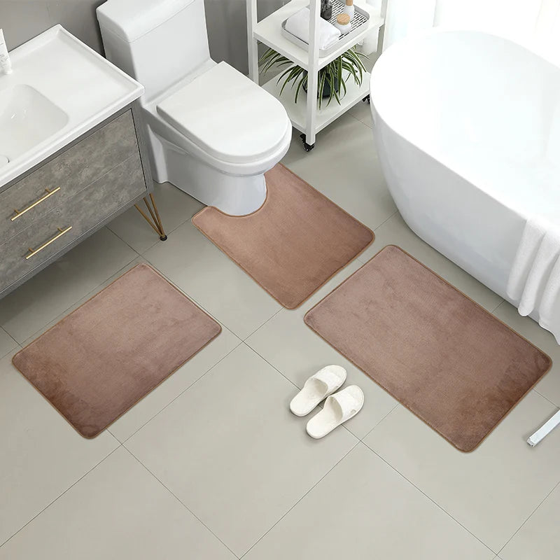 Inodoro de tres piezas, tapete de baño, tapete de ducha, tapete absorbente de baño, alfombra antideslizante, suave y cómoda, lavadero.