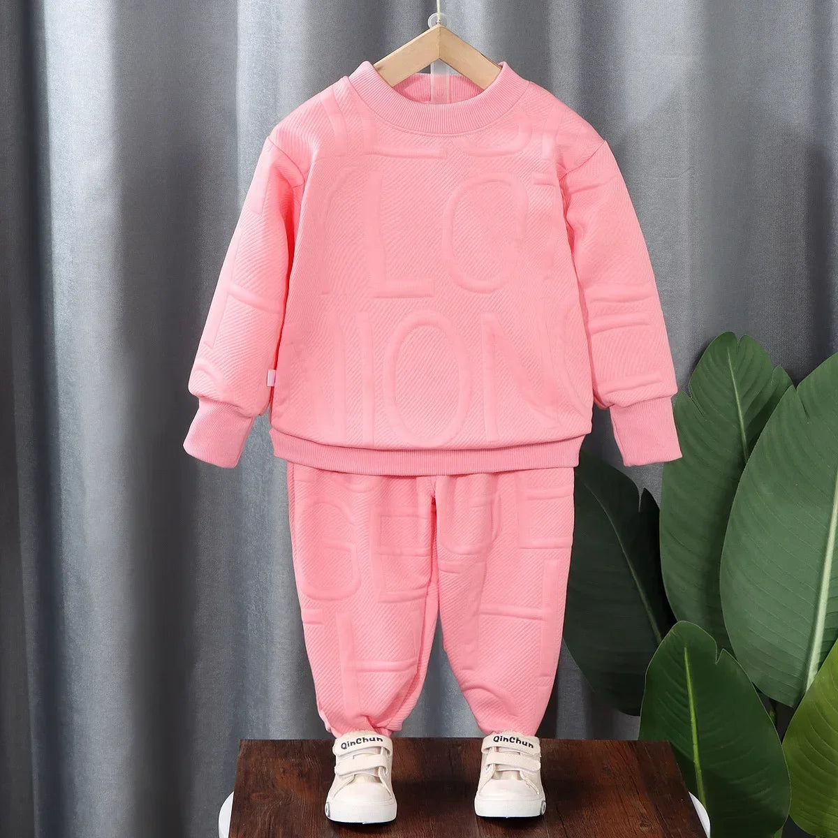 Ropa para niños, sudadera estampada de cuello redondo de manga larga y pantalones con puños, traje de 2 piezas, ropa exterior informal sencilla