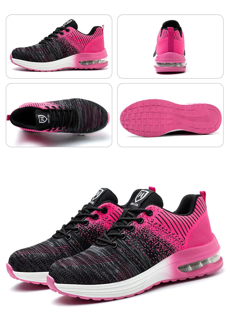 Zapatos de trabajo de protección anti-aplastamiento para hombres y mujeres, zapatos indestructibles anti-perforación, zapatos de trabajo con amortiguación de aire, zapatos de seguridad con puntera de acero para hombre.