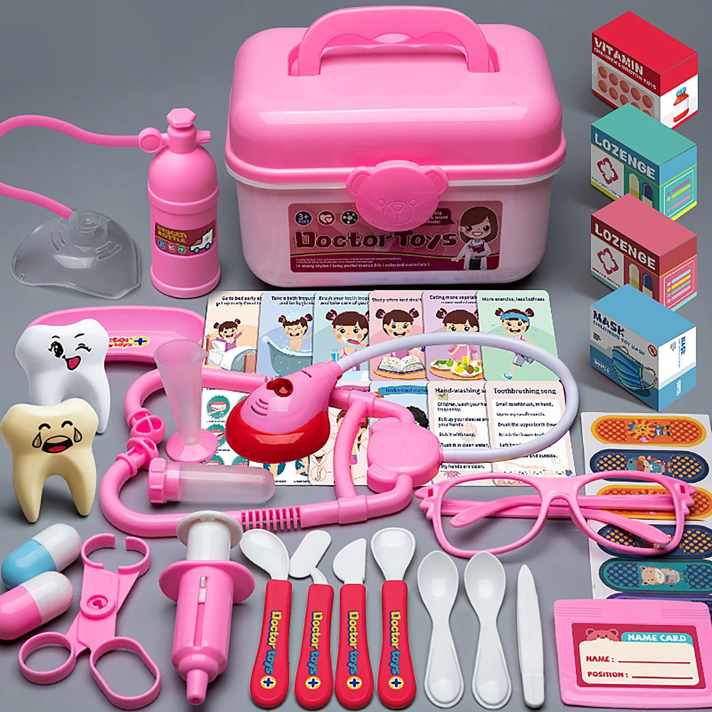 Juego de juguetes de médico para niños, caja de herramientas, juego médico, descuidar inyecciones, estetoscopio, etc., juguetes de herramientas médicas