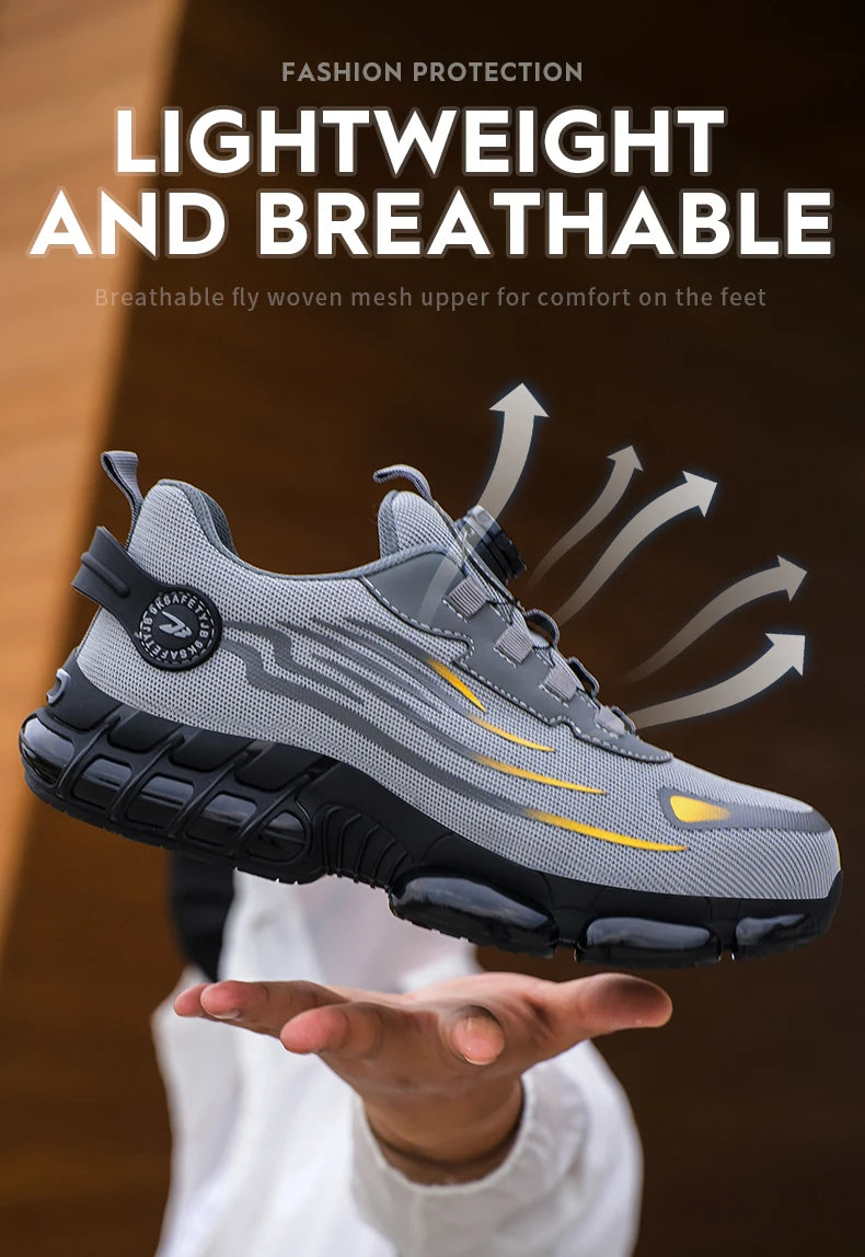 Small Size Rotary Buckle Work Safety Shoes For Men Air Soft Sole Lightweight Protective Work Sneakers Men and Women Shoes