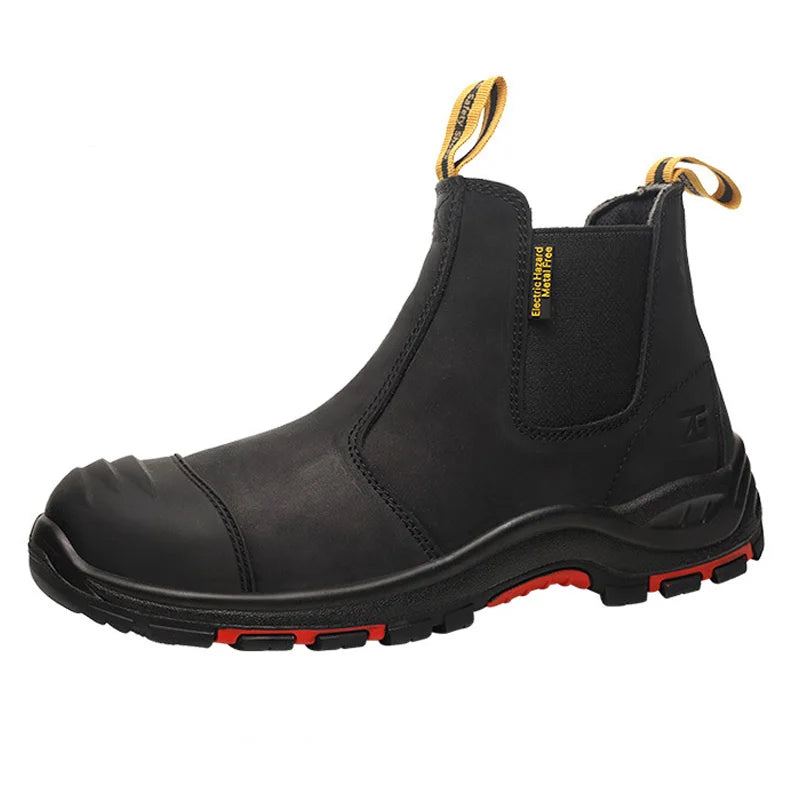 ROCKROOSTER Zapatos de senderismo para hombre, botas de caza impermeables, zapatos de seguridad de cuero, botines tácticos, zapatos de trabajo, zapatillas deportivas con punta de acero