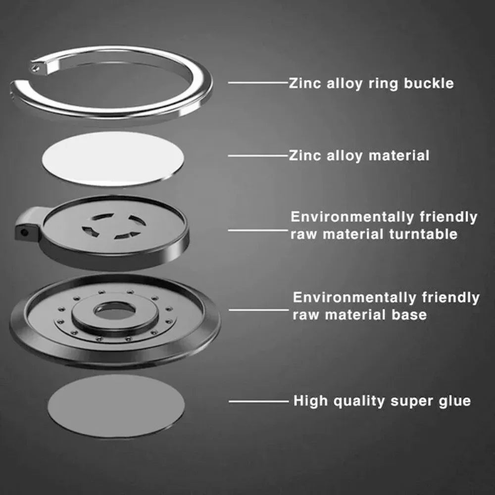 Soporte para anillo de dedo con agarre giratorio de 360 grados para teléfono móvil, soporte magnético para coche, almohadilla adhesiva trasera para teléfono, soporte universal