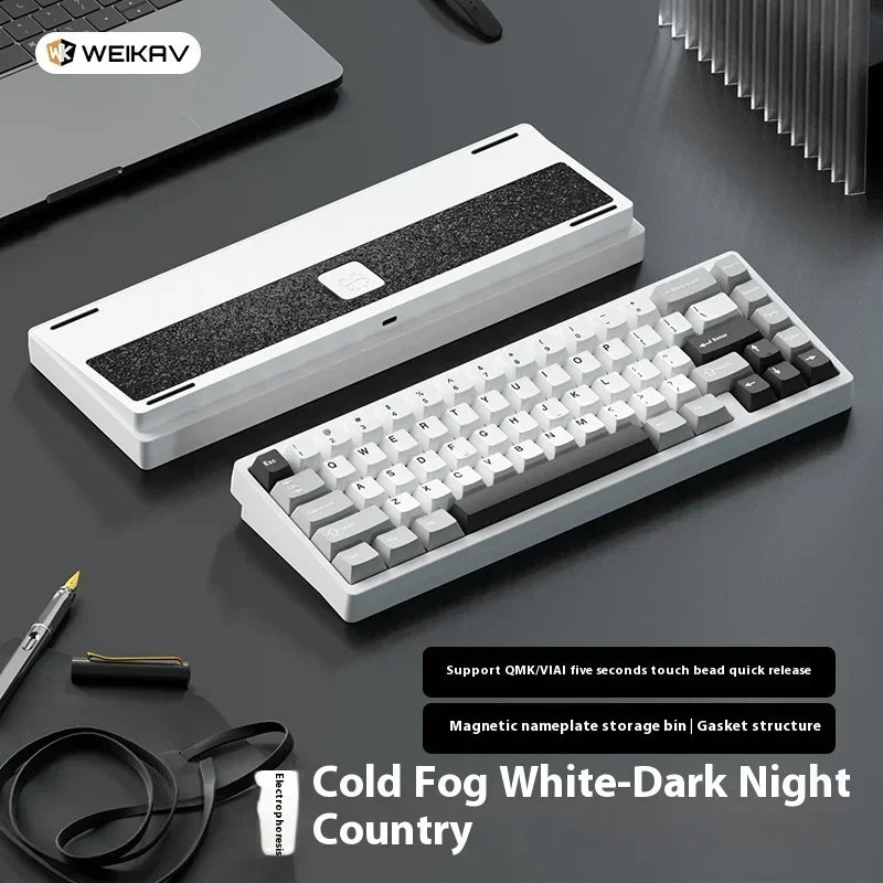 Teclado mecánico para juegos Weikav Lucky65 V2 RGB con junta intercambiable en caliente, estructura de 3 modos, aleación de aluminio, accesorio para PC