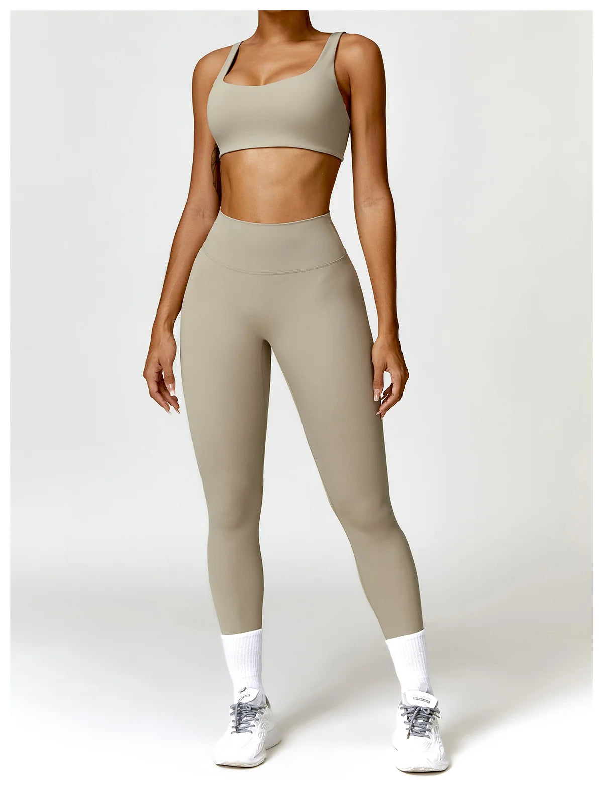 Conjunto de chándal de yoga para mujer, 2 piezas, ropa deportiva para entrenamiento, ropa deportiva, leggings de gimnasio, sujetador de fitness, top corto, trajes deportivos de manga larga