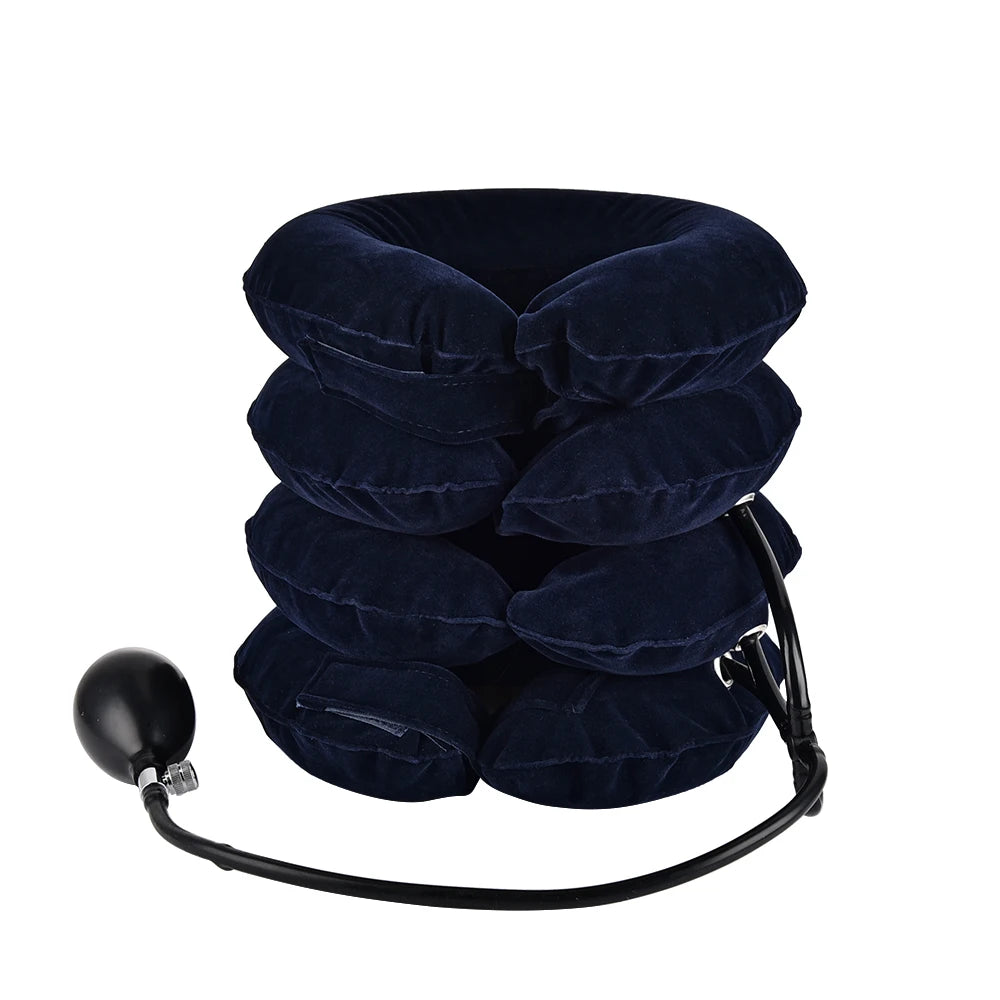 Masajeador cervical inflable con tracción cervical y aire, soporte para el cuello, almohada cervical suave.