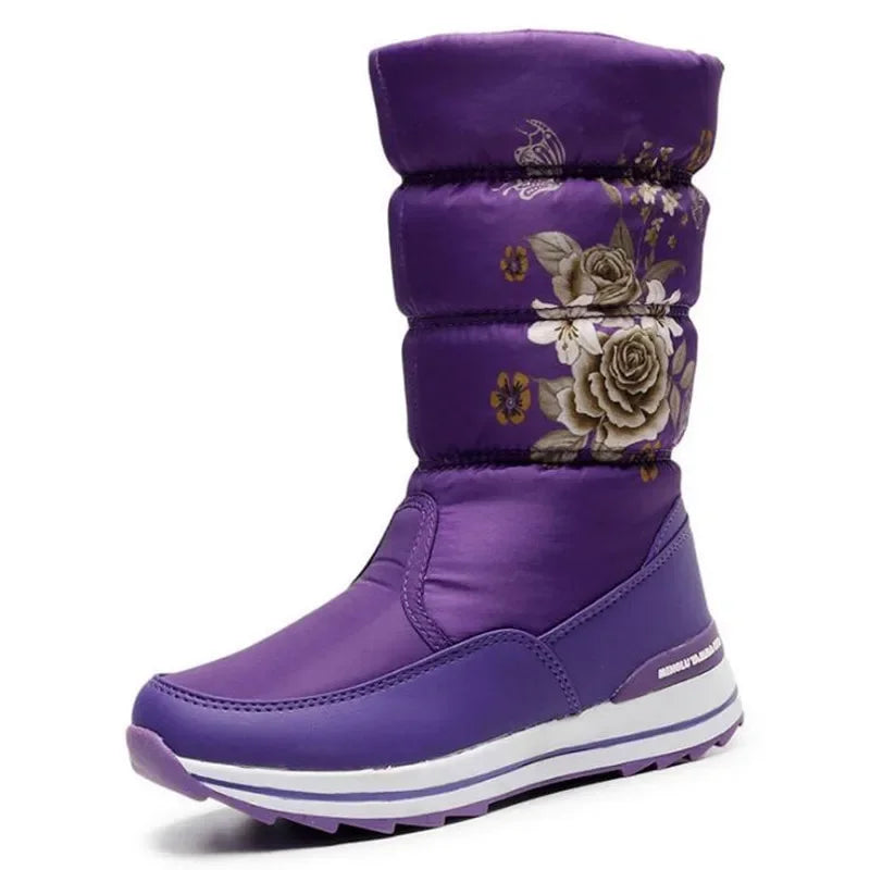Botas de nieve para mujer, botas de invierno con plataforma, botas gruesas de felpa, impermeables y antideslizantes, zapatos de invierno de moda para mujer, botas cálidas de piel para mujer